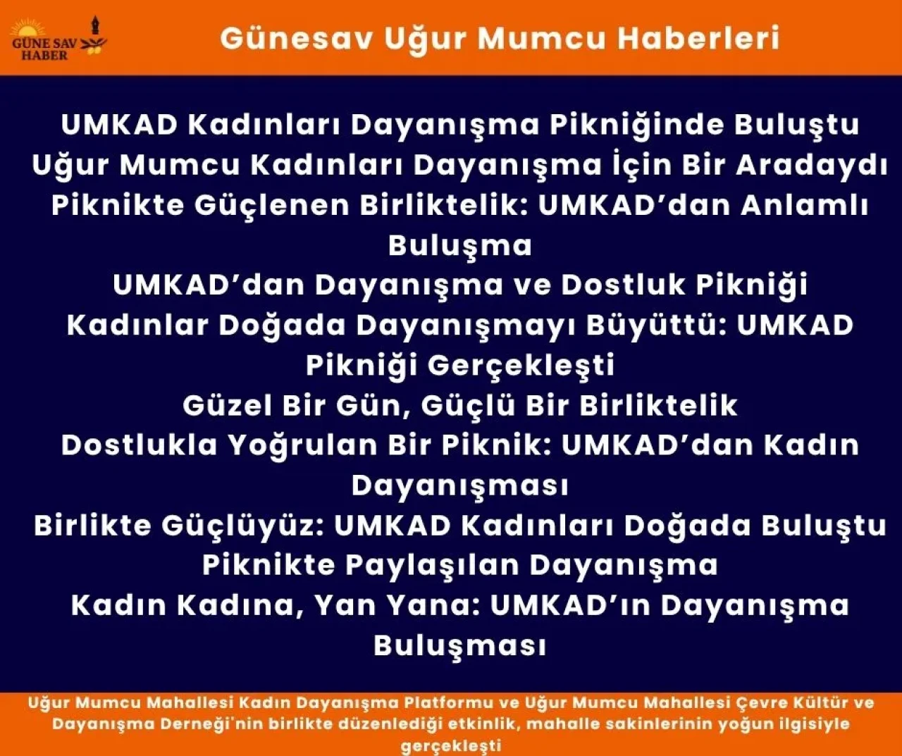 UMKAD Kadınları Piknikte Buluştu: Birlik ve Dayanışma Vurgusu