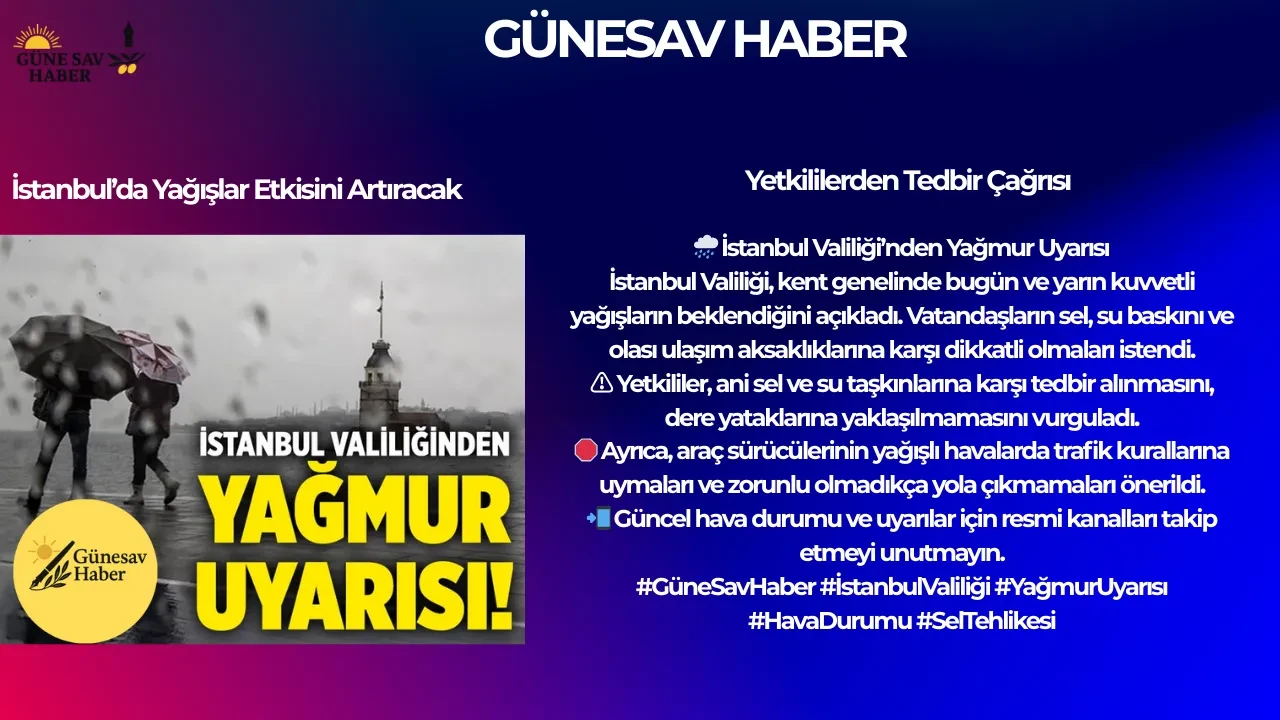 🌧️ İstanbul Valiliği’nden Yağmur Uyarısı