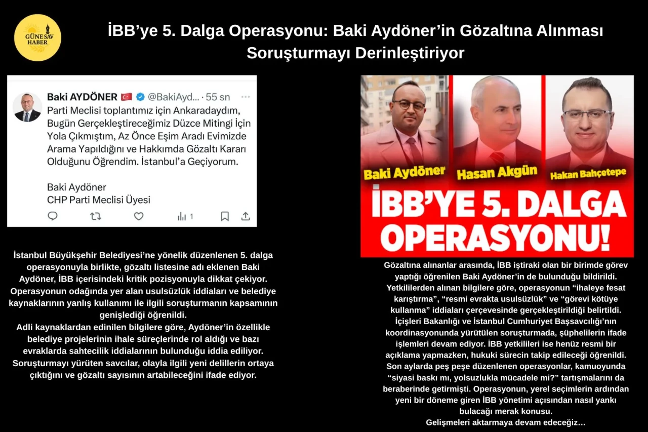 İstanbul Büyükşehir Belediyesi’ne Yönelik 5. Operasyon: Baki Aydöner Gözaltında!