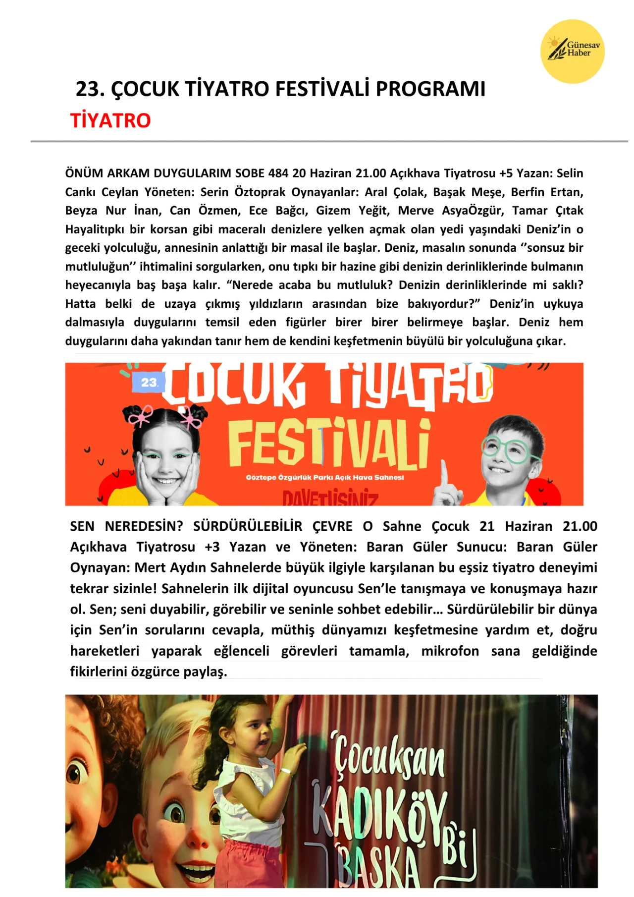 Kadıköy'de Küçükler İçin Yaz Eğlencesi: Tiyatro Festivali Kapılarını Açıyor!