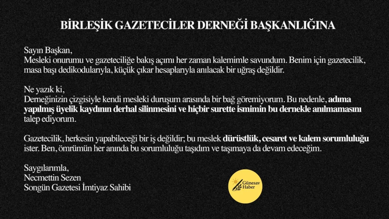Gazetecilik Değerlerine Sahip Çıkılması İçin Birleşik Gazeteciler Derneği Başkanı'na Açık Mektup Gönderildi!