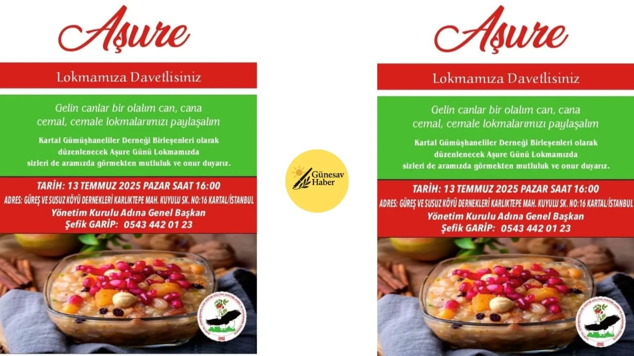 **Kartal'da Aşure Günü Kutlaması: Gümüşhaneliler Derneği Geleneksel Etkinliğini 13 Temmuz'da Düzenliyor**