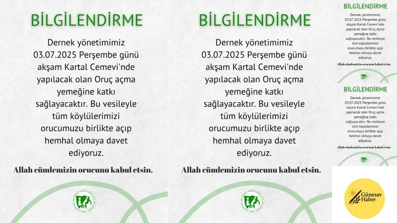 **Gazipınar Köyü Derneği'nden Birlik Beraberlik Etkinliği: Oruç Açma Sofrası Kartal Cemevi’nde Kuruluyor!**