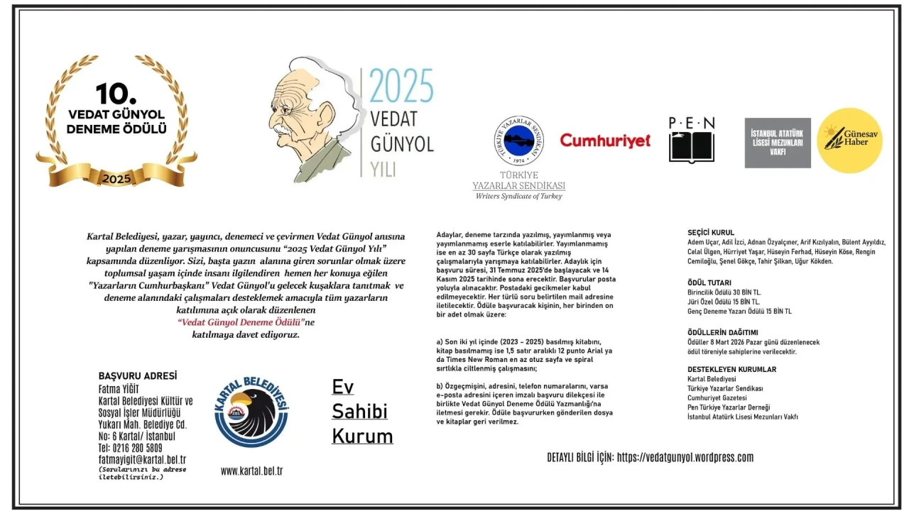 "10. Deneme Yarışması '2025 Vedat Günyol Yılı' Etkisiyle Yapılacak"