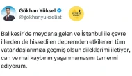 Kartal Belediye Başkanı Gökhan Yüksel’den Balıkesir Depremi İçin Geçmiş Olsun Mesajı