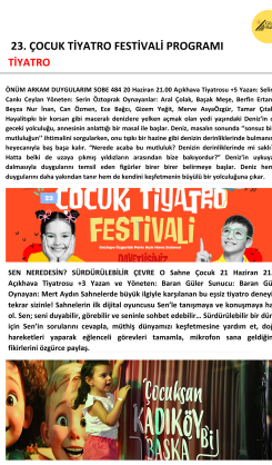 Kadıköy’de Çocuklara Yaz Neşesi: Tiyatro Festivali Başlıyor
