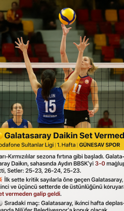 🟡🔴 Galatasaray Daikin Set Vermedi! Vodafone Sultanlar Ligi | 1. Hafta | GÜNESAV SPOR