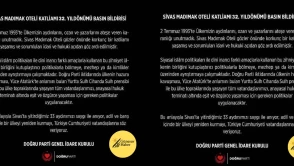 SİVAS MADIMAK OTELİ KATLİAMI 32. YILDÖNÜMÜ BASIN BİLDİRİSİ