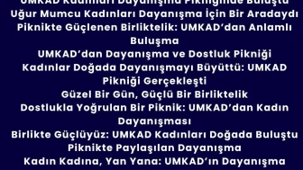 UMKAD Kadınları Piknikte Buluştu: Birlik ve Dayanışma Vurgusu