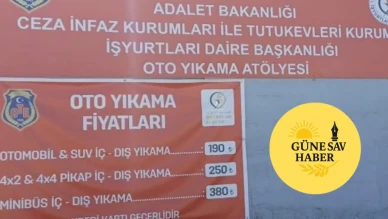 Malatya’da Mahkumların Çalıştığı Oto Yıkamacının Fiyat Tarifesi Açıklandı