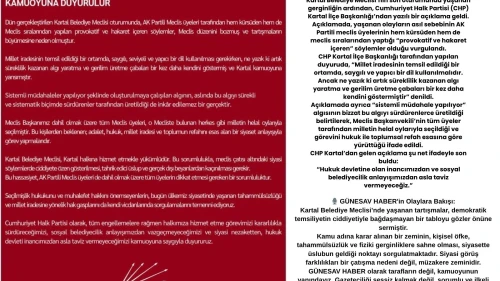 CHP Kartal İlçe Başkanlığı'ndan Gergin Meclis Oturumuna Açıklama: "SisteCHP Kartal İlçe Başkanlığı'ndan Gergin Meclis Oturumuna Açıklama: "Sistematik Müdahale İddiaları Yersiz!"matik Müdahale İddiaları Yersiz!"
