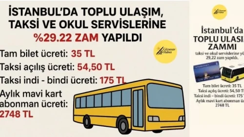 İstanbul’da Ulaşıma %29,22 Zam! Tam Bilet 35 TL, Taksi Açılış 54,5 TL Oldu