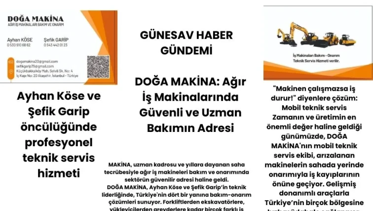 DOĞA MAKİNA: Ağır İş Makinalarında Güvenli ve Uzman Bakımın Adresi