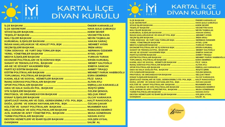İYİ Parti Kartal İlçe Divan Kurulu Üyeleri Yeniden Belirlendi!