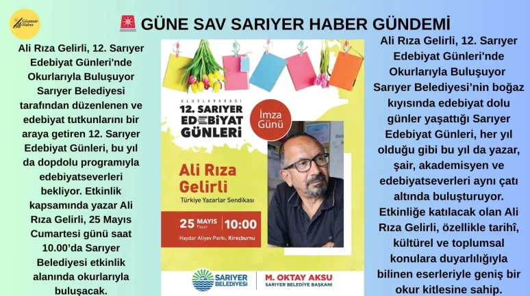 Ali Rıza Gelirli, 12. Sarıyer Edebiyat Günleri'nde Okurlarıyla Buluşuyor
